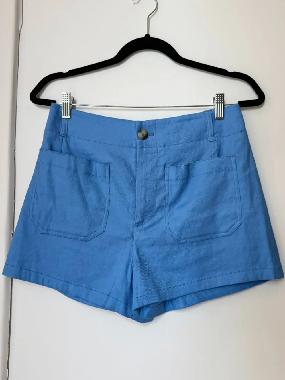 New Anthropologie The Colette Linen Shorts Blue 28